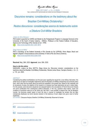 Considerations on the Testimony About the Brazilian Civil-Military