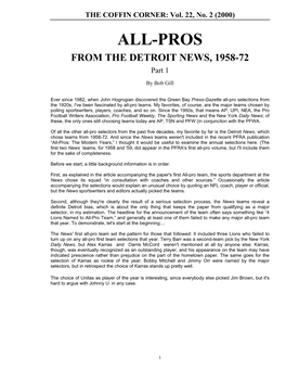All-Pros from the Detroit News, 1958-72, Part 1
