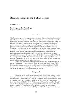 Romany Rights in the Balkan Region