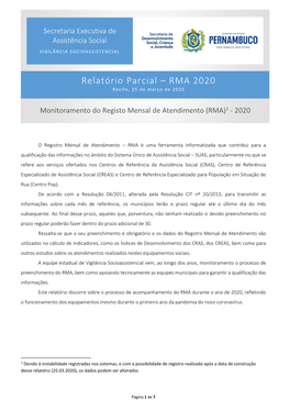 Relatório Parcial – RMA 2020