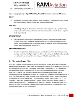 Airworthiness Requirements Ac S – Areas of Operation: Task B