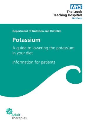 Potassium a Guide to Lowering the Potassium in Your Diet