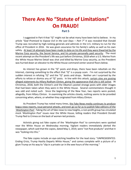 There Are No “Statute of Limitations” on FRAUD!