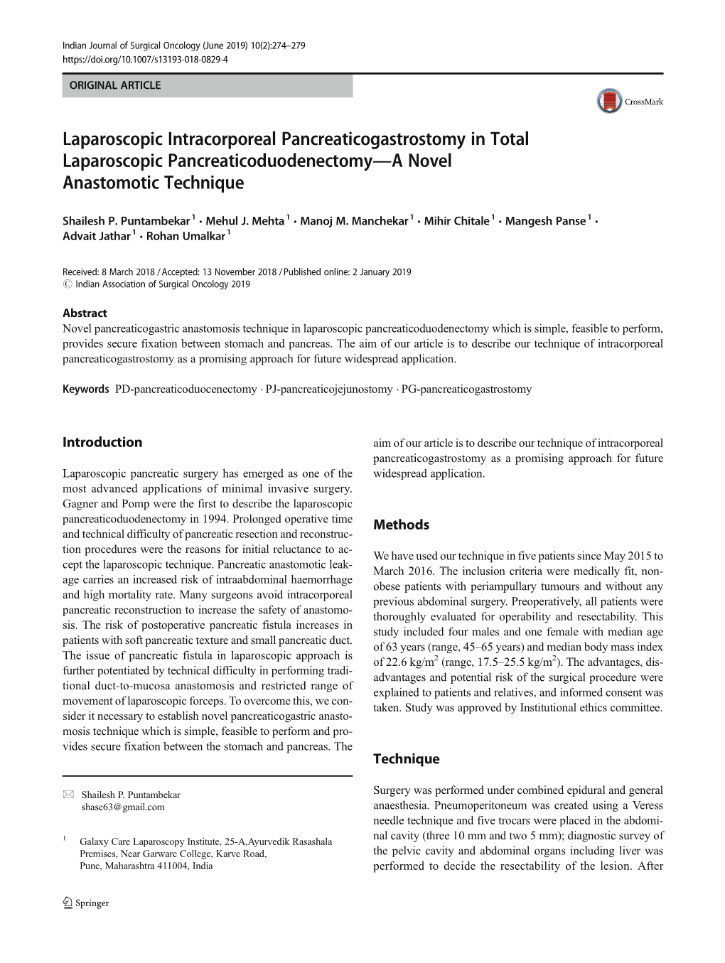 Laparoscopic Intracorporeal Pancreaticogastrostomy in Total Laparoscopic Pancreaticoduodenectomy—A Novel Anastomotic Technique