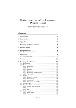Scala−−, a Type Inferred Language Project Report