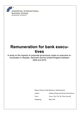 Remuneration for Bank Executives