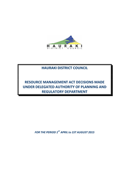 Delegated Matters from 1St April to 1St August 2015