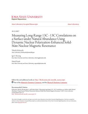 Measuring Long-Range 13C–13C Correlations on a Surface Under