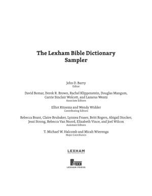 The Lexham Bible Dictionary Sampler