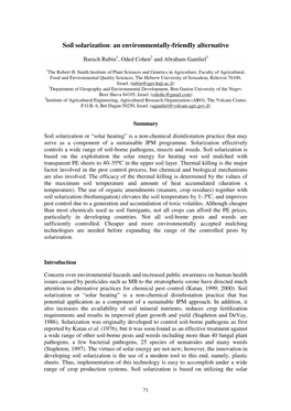 Soil Solarization an Environmentally-Friendly Alternative