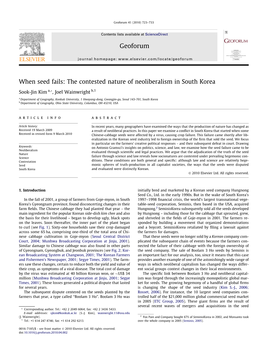 When Seed Fails: the Contested Nature of Neoliberalism in South Korea