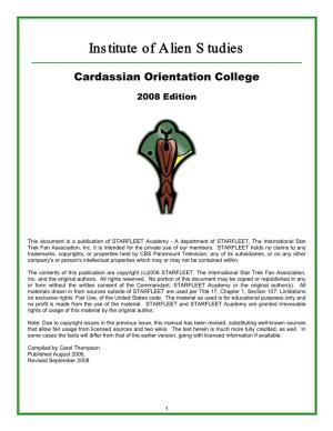 Cardassian Union 1.1 Cardassia Prime 3 1.2 Cardassian Solar System 4 1.3 Cardassian Union 4