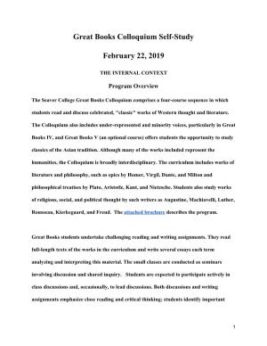 Great Books Colloquium Self-Study February 22, 2019