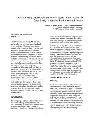 Post-Landing Orion Crew Survival in Warm Ocean Areas: a Case Study in Iterative Environmental Design