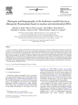Phylogeny and Biogeography of the Freshwater Crayfish Euastacus