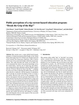 Public Perceptions of a Rip Current Hazard Education Program: “Break the Grip of the Rip!”