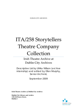 ITA/258 Storytellers Theatre Company Collection Irish Theatre Archive at Dublin City Archives