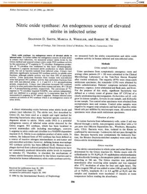 An Endogenous Source of Elevated Nitrite in Infected Urine