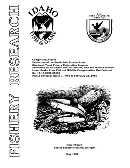 Evaluation of the South Fork Salmon River Steelhead Trout Fishery