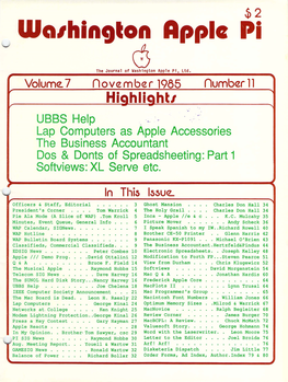 Washington Apple Pi Journal, November 1985