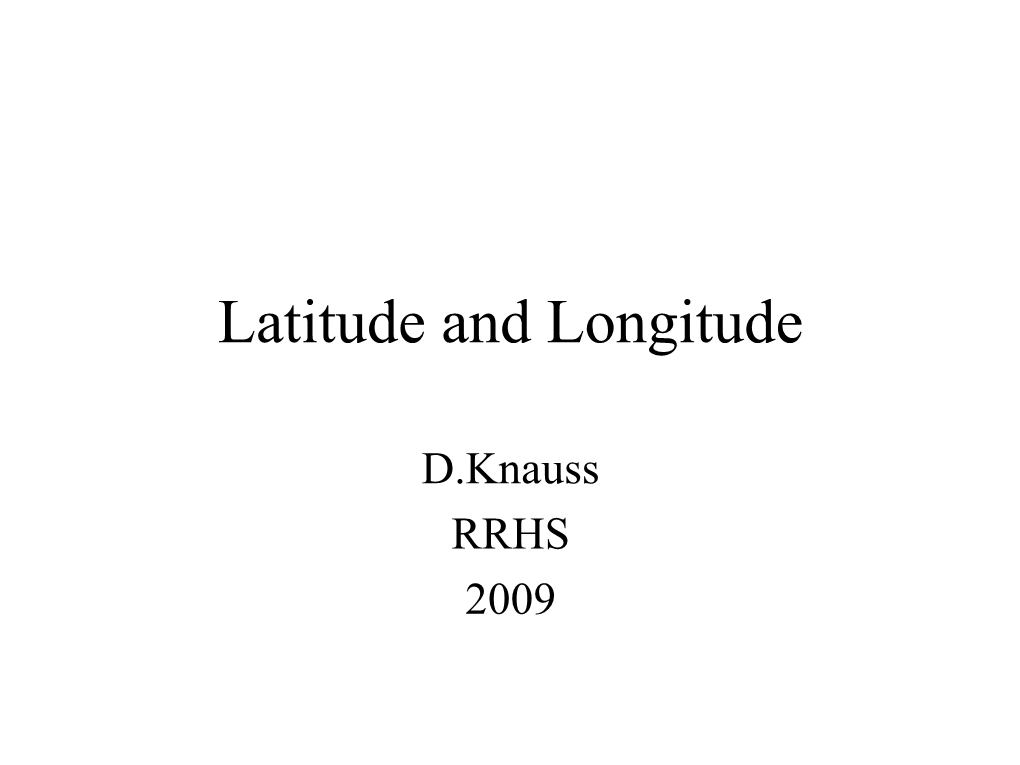 Latitude and Longitude