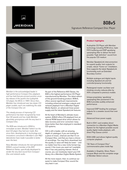 808V5 CD Player Datasheet