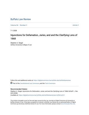 Injunctions for Defamation, Juries, and and the Clarifying Lens of 1868