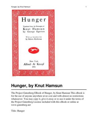 Hunger, by Knut Hamsun 1