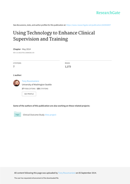 Using Technology to Enhance Clinical Supervision and Training