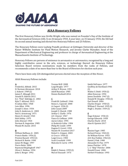 AIAA Honorary Fellows