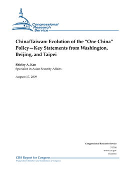 “One China” Policy—Key Statements from Washington, Beijing, and Taipei