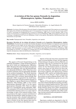 A Revision of the Bee Genus Nomada in Argentina (Hymenoptera, Apidae, Nomadinae)