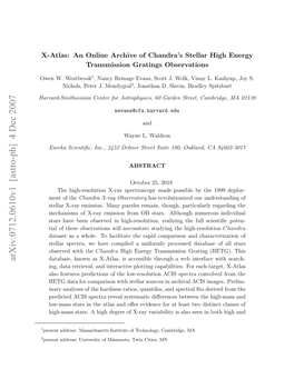 X-Atlas: an Online Archive of Chandra's Stellar High Energy