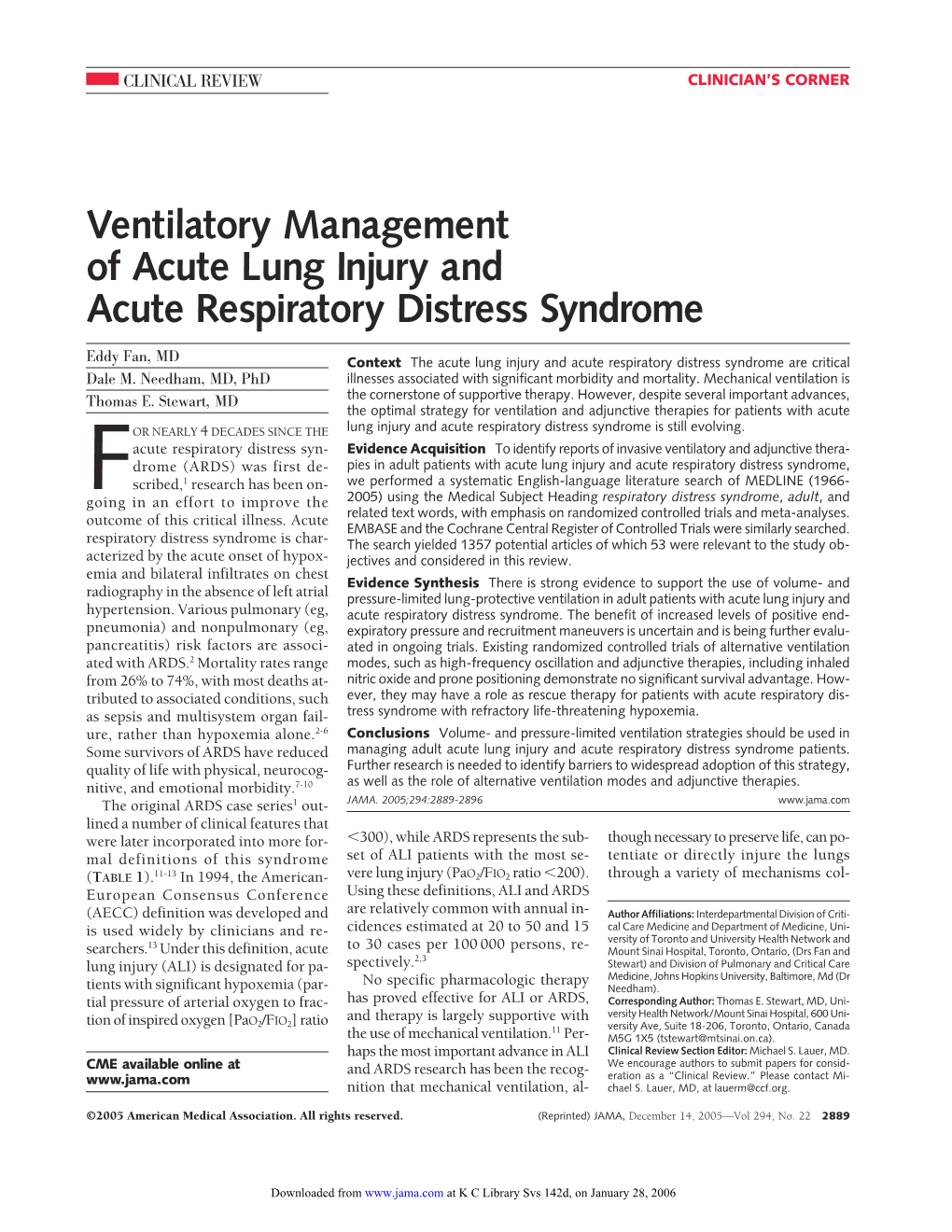 Ventilatory Management Of Acute Lung Injury And Acute Respiratory ...