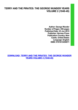 Terry and the Pirates: the George Wunder Years Volume 2 (1948-49)
