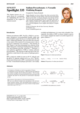 Sodium Percarbonate: a Versatile Oxidizing Reagent