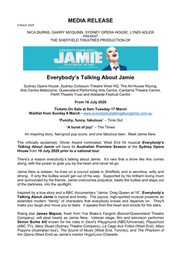 MEDIA RELEASE Everybody's Talking About Jamie