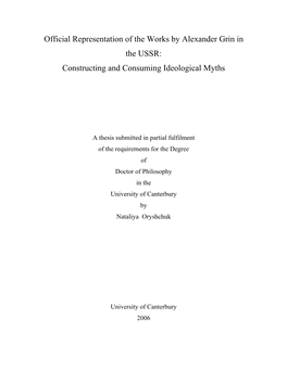 Official Representation of the Works by Alexander Grin in the USSR: Constructing and Consuming Ideological Myths