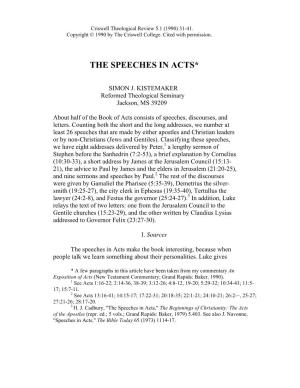 The Speeches in Acts*
