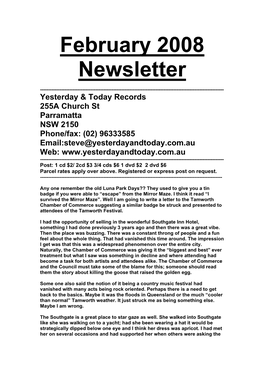 Newsletter, February 2008