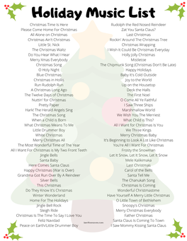 Holiday Music List