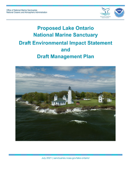 Proposed Lake Ontario National Marine Sanctuary Draft Environmental Impact Statement and Draft Management Plan