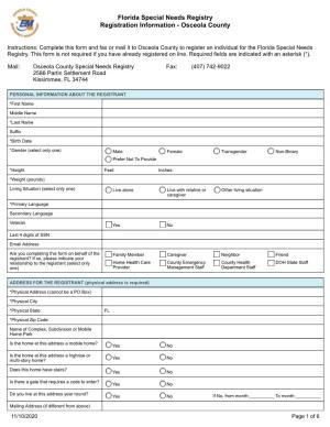 Florida Special Needs Registry Registration Information - Osceola County