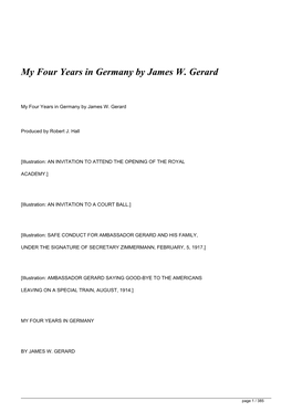 My Four Years in Germany by James W. Gerard&lt;/H1&gt;