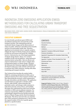 Indonesia Zero Emissions Application (Emisi): Methodologies for Calculating Urban Transport Emissions and Tree Sequestration