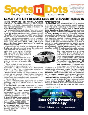 Lexus Tops List of Most-Seen Auto Advertisements
