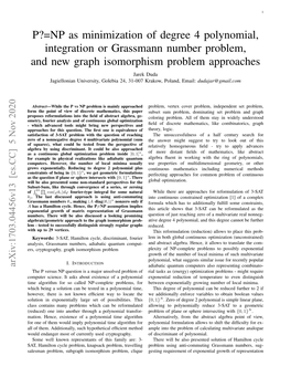 NP As Minimization of Degree 4 Polynomial, Integration Or Grassmann Number Problem, and New Graph Isomorphism Problem Approac