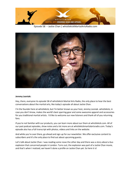Jackie Chan | Whistlekickmartialartsradio.Com