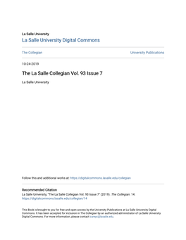 The La Salle Collegian Vol. 93 Issue 7