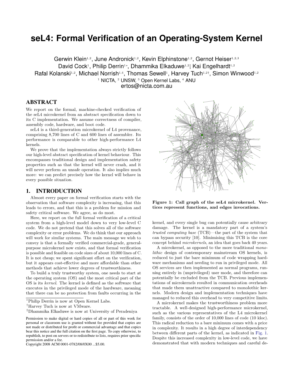 Sel4: Formal Verification of an Operating-System Kernel